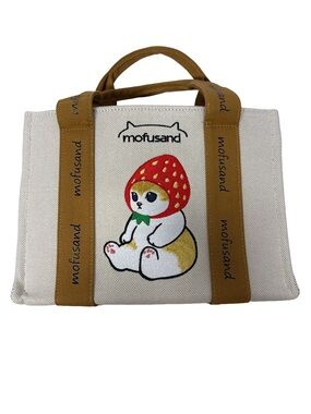 mofusand Beige Canvas Tote Bag